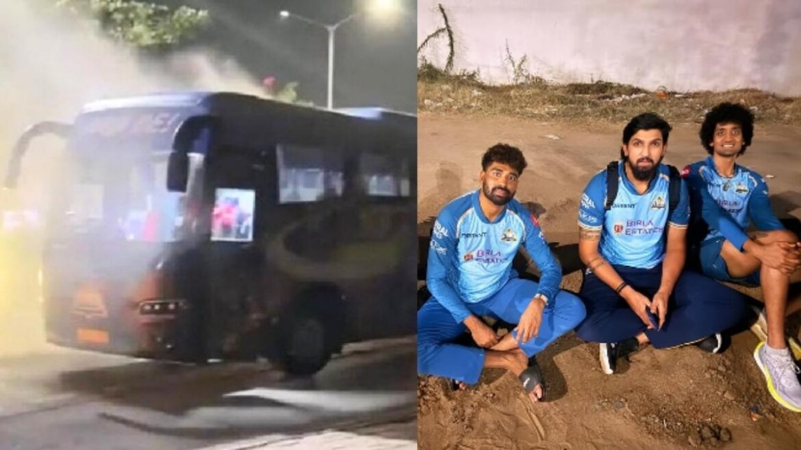Gujarat Titans team bus catches fire
