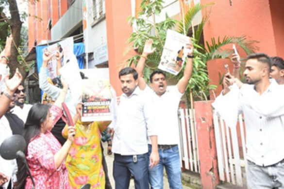 Youth Congress protests outside the BJP office in Mumbai